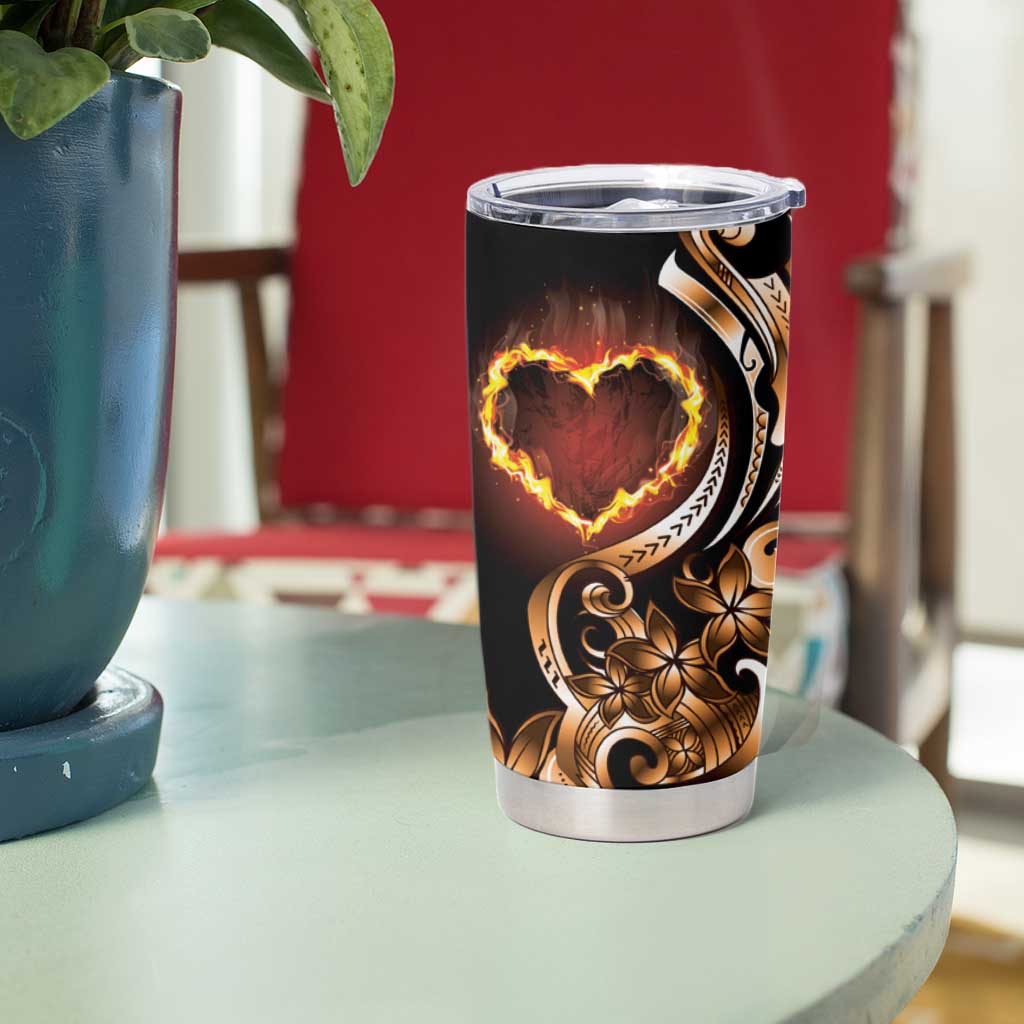 Personalised Polynesian Fiery Heart Tumbler Cup Passionate Love