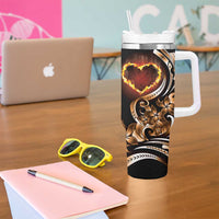 Personalised Polynesian Fiery Heart Tumbler With Handle Passionate Love
