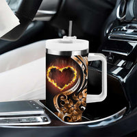 Personalised Polynesian Fiery Heart Tumbler With Handle Passionate Love