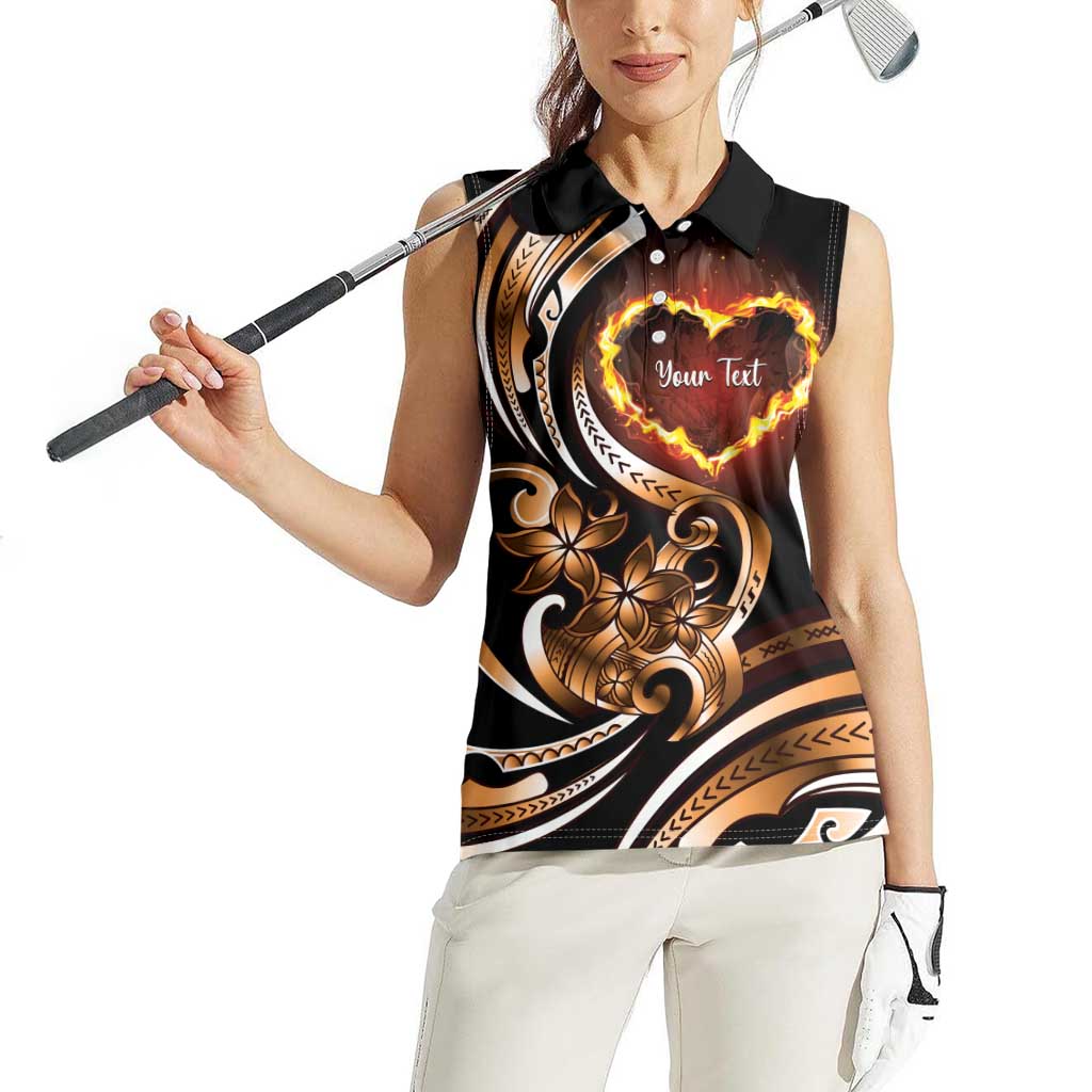 Personalised Polynesian Fiery Heart Women Sleeveless Polo Shirt Passionate Love