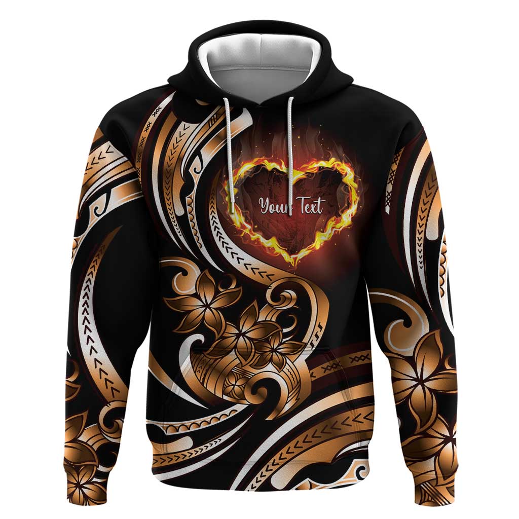 Personalised Polynesian Fiery Heart Zip Hoodie Passionate Love LT01 Pullover Hoodie Black - Polynesian Pride