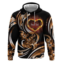 Personalised Polynesian Fiery Heart Zip Hoodie Passionate Love LT01 Pullover Hoodie Black - Polynesian Pride