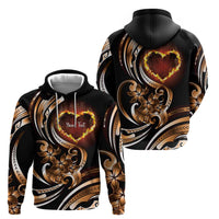 Personalised Polynesian Fiery Heart Zip Hoodie Passionate Love LT01 - Polynesian Pride