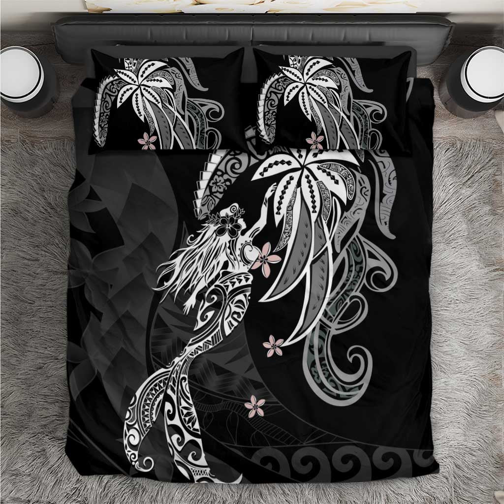 Polynesian Mermaid Plumeria Tribal Tattoo Bedding Set LT01 Black - Polynesian Pride