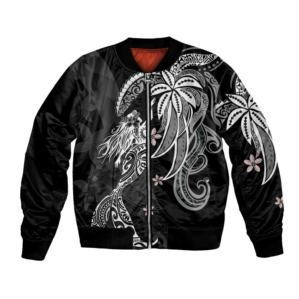 Polynesian Mermaid Plumeria Tribal Tattoo Bomber Jacket LT01 Unisex Black - Polynesian Pride