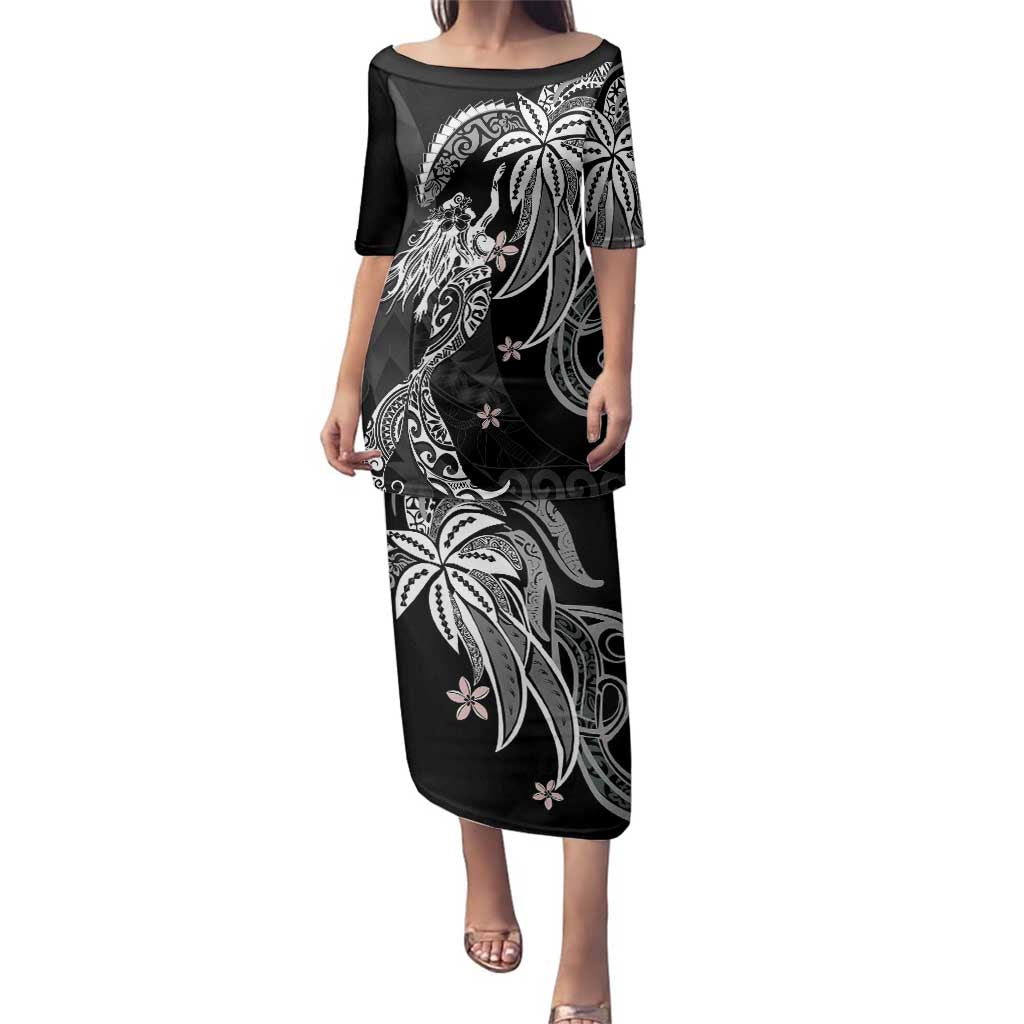 Polynesian Mermaid Plumeria Tribal Tattoo Family Matching Puletasi and Hawaiian Shirt