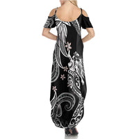 Polynesian Mermaid Plumeria Tribal Tattoo Family Matching Summer Maxi Dress and Hawaiian Shirt