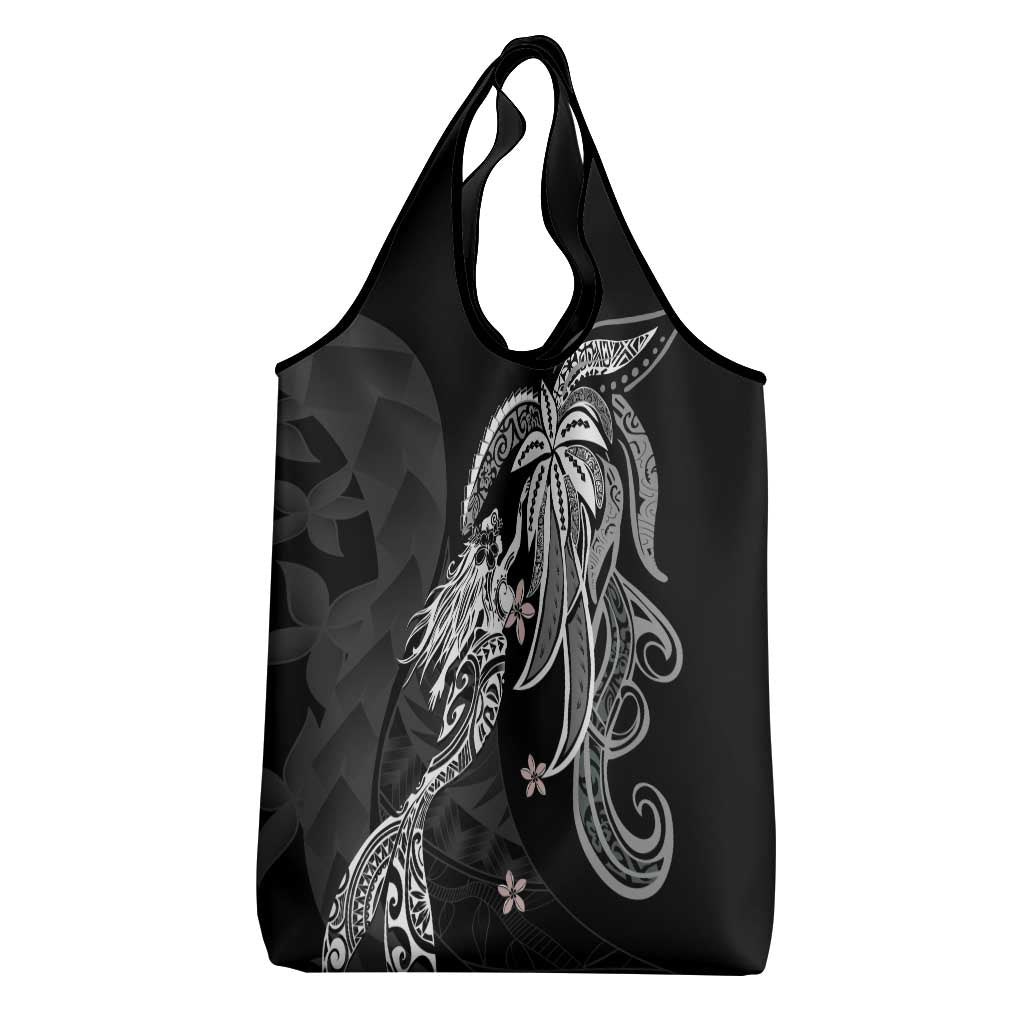 Polynesian Mermaid Plumeria Tribal Tattoo Grocery Bag