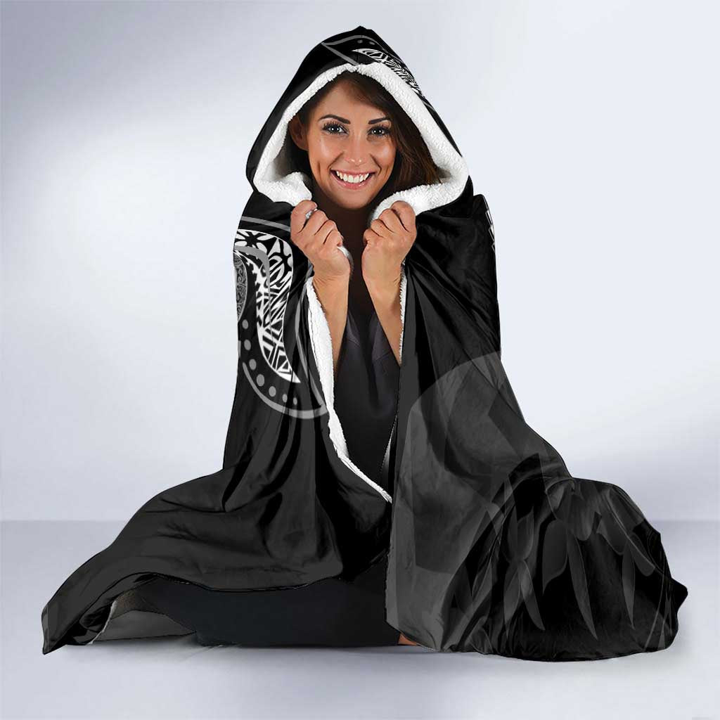 Polynesian Mermaid Plumeria Tribal Tattoo Hooded Blanket