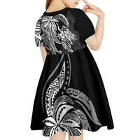 Polynesian Mermaid Plumeria Tribal Tattoo Kid Short Sleeve Dress