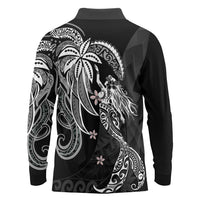 Polynesian Mermaid Plumeria Tribal Tattoo Long Sleeve Polo Shirt