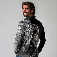 Polynesian Mermaid Plumeria Tribal Tattoo Long Sleeve Polo Shirt