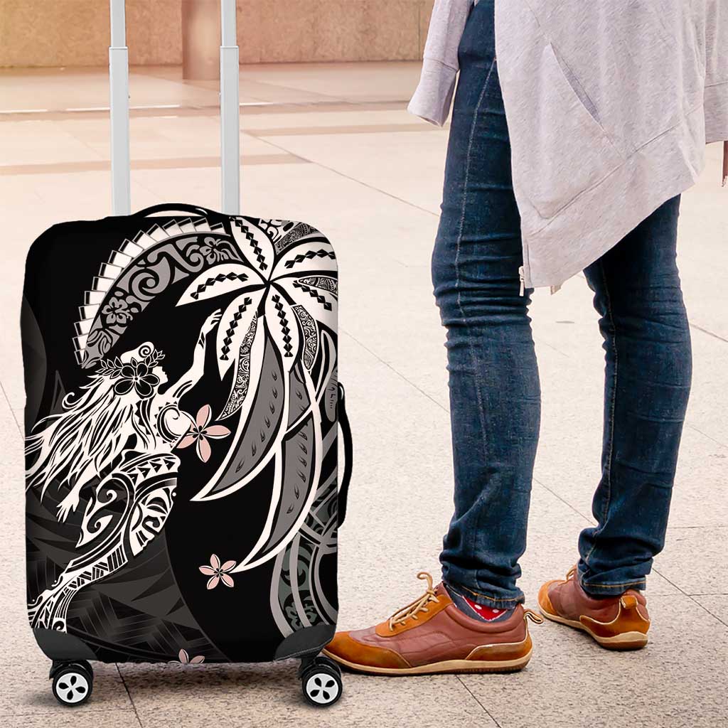 Polynesian Mermaid Plumeria Tribal Tattoo Luggage Cover LT01 Black - Polynesian Pride