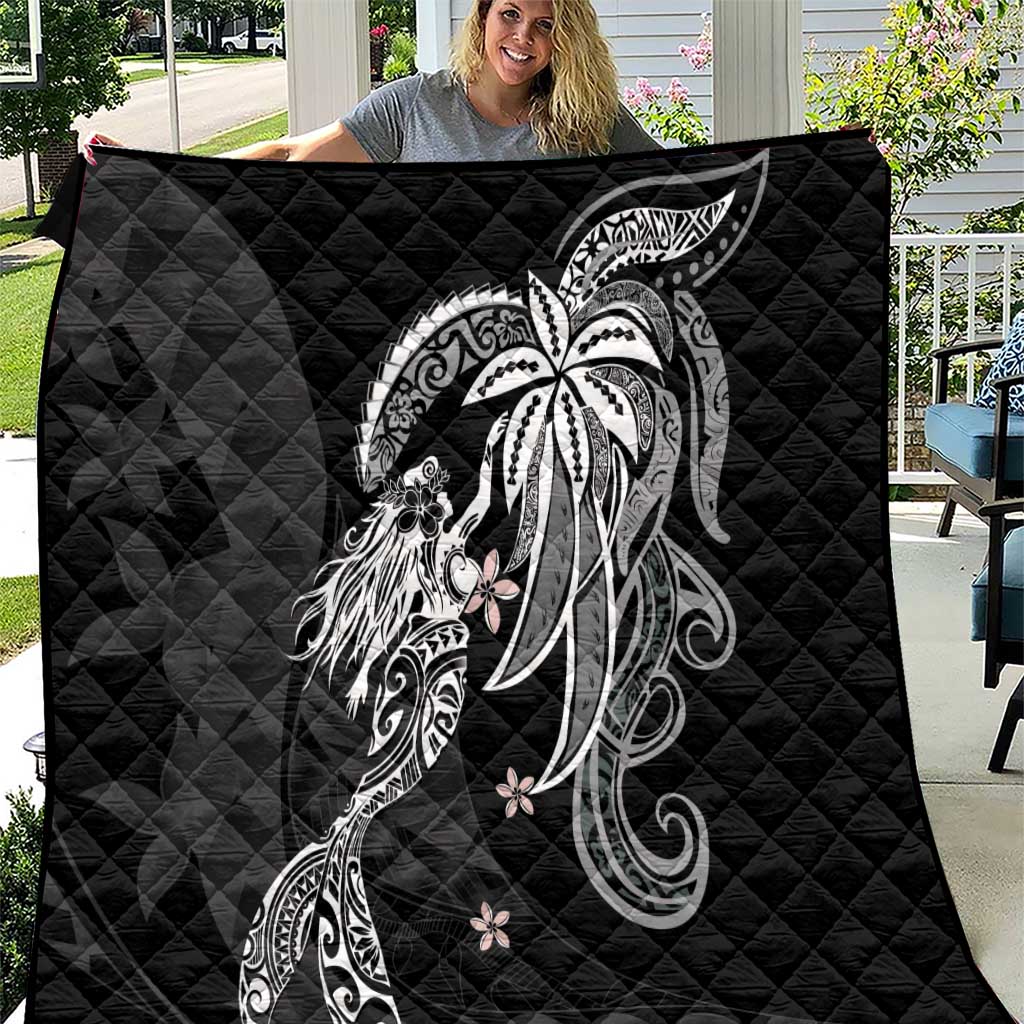 Polynesian Mermaid Plumeria Tribal Tattoo Quilt LT01 Black - Polynesian Pride