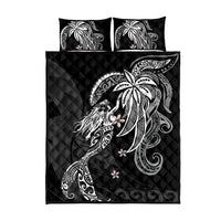 Polynesian Mermaid Plumeria Tribal Tattoo Quilt Bed Set