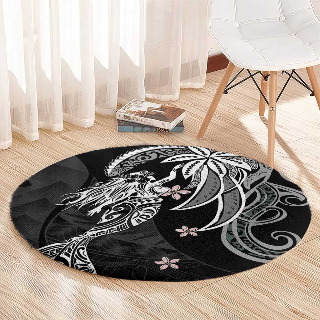 Polynesian Mermaid Plumeria Tribal Tattoo Round Carpet LT01 - Polynesian Pride