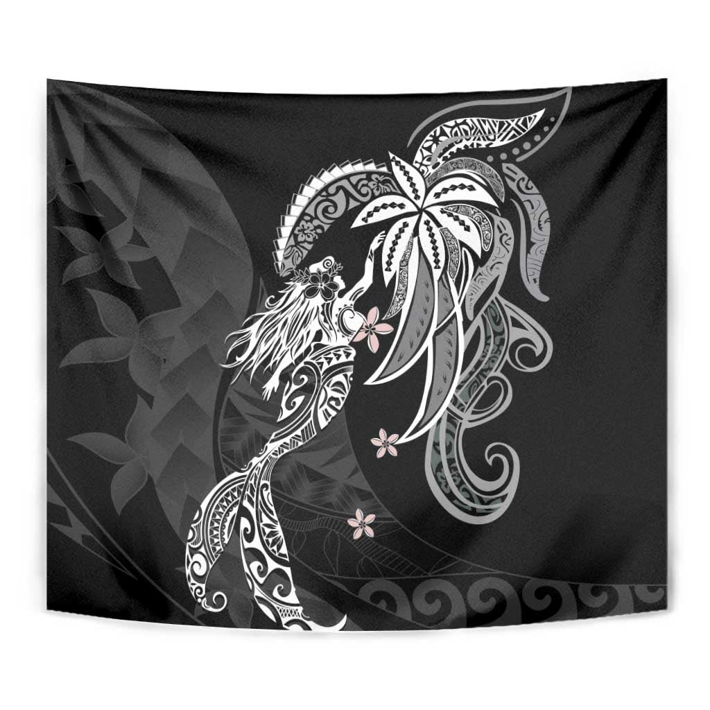 Polynesian Mermaid Plumeria Tribal Tattoo Tapestry