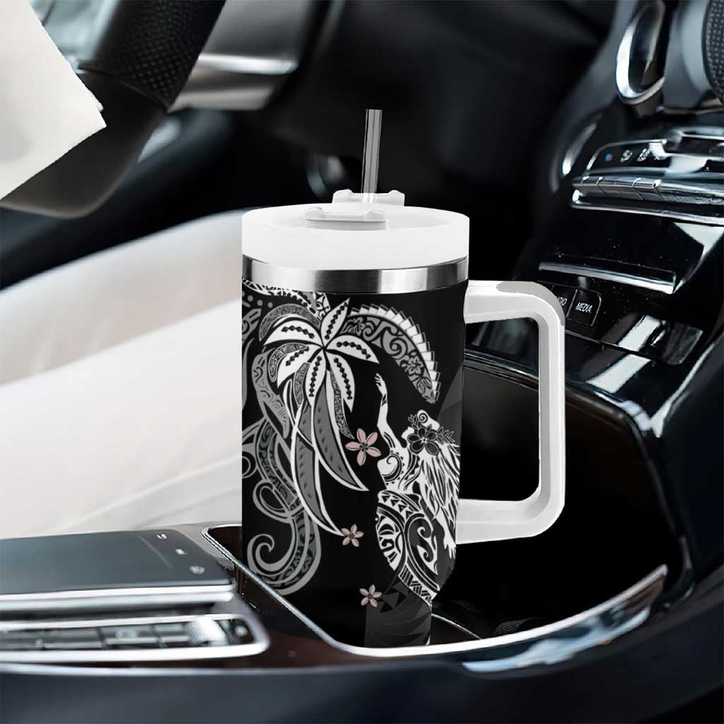 Polynesian Mermaid Plumeria Tribal Tattoo Tumbler With Handle