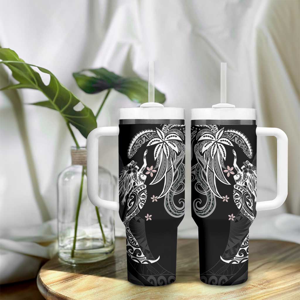 Polynesian Mermaid Plumeria Tribal Tattoo Tumbler With Handle
