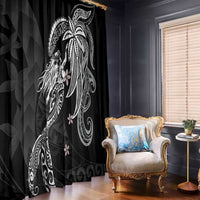Polynesian Mermaid Plumeria Tribal Tattoo Window Curtain