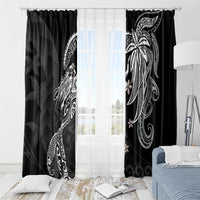 Polynesian Mermaid Plumeria Tribal Tattoo Window Curtain