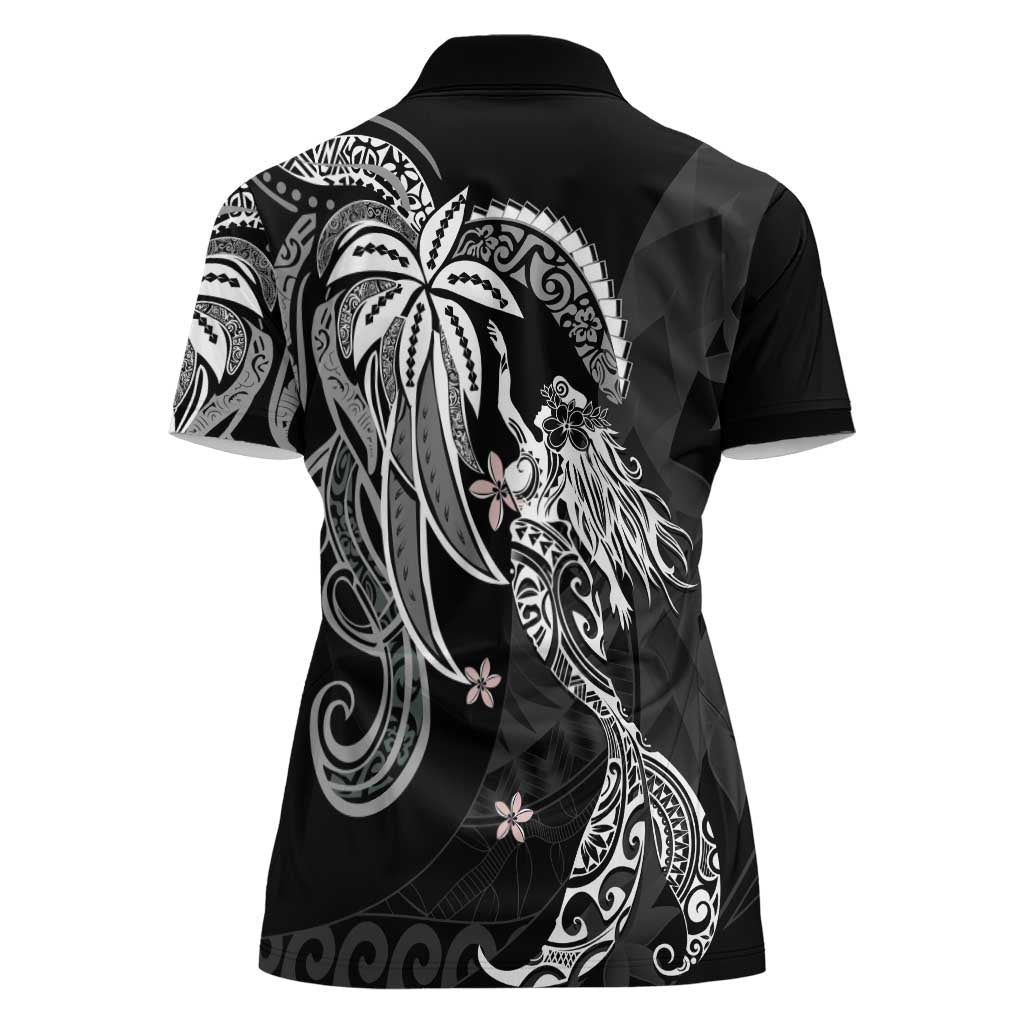 Polynesian Mermaid Plumeria Tribal Tattoo Women Polo Shirt