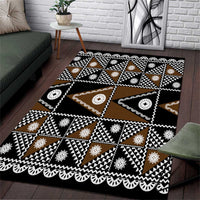 Fiji Brown Masi Pattern Area Rug Fijian Tapa LT01 Brown - Polynesian Pride