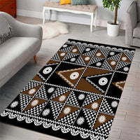 Fiji Brown Masi Pattern Area Rug Fijian Tapa LT01 - Polynesian Pride