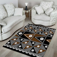 Fiji Brown Masi Pattern Area Rug Fijian Tapa LT01 - Polynesian Pride