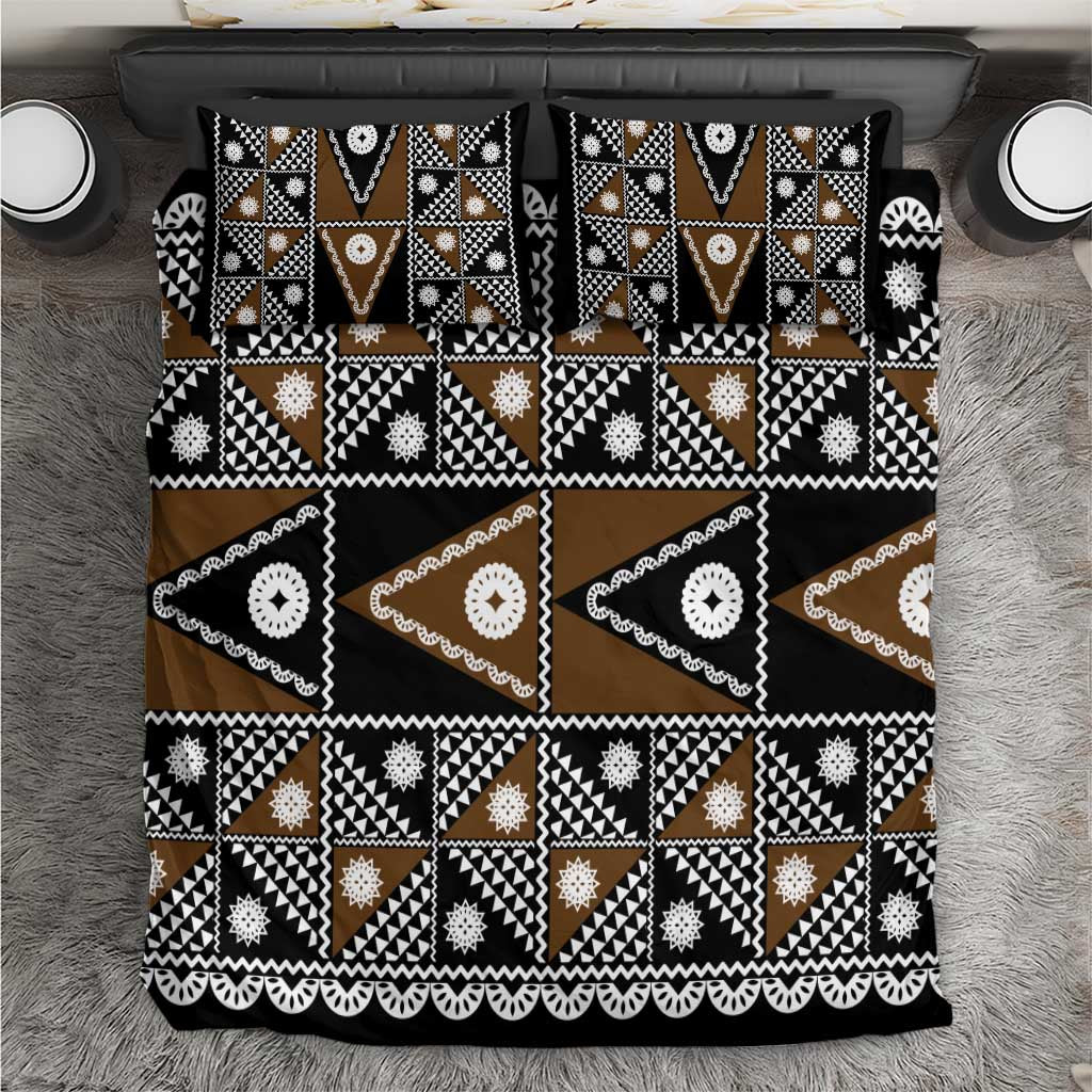 Fiji Brown Masi Pattern Bedding Set Fijian Tapa