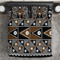 Fiji Brown Masi Pattern Bedding Set Fijian Tapa