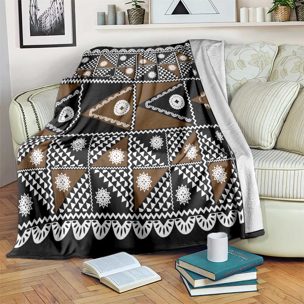 Fiji Brown Masi Pattern Blanket Fijian Tapa
