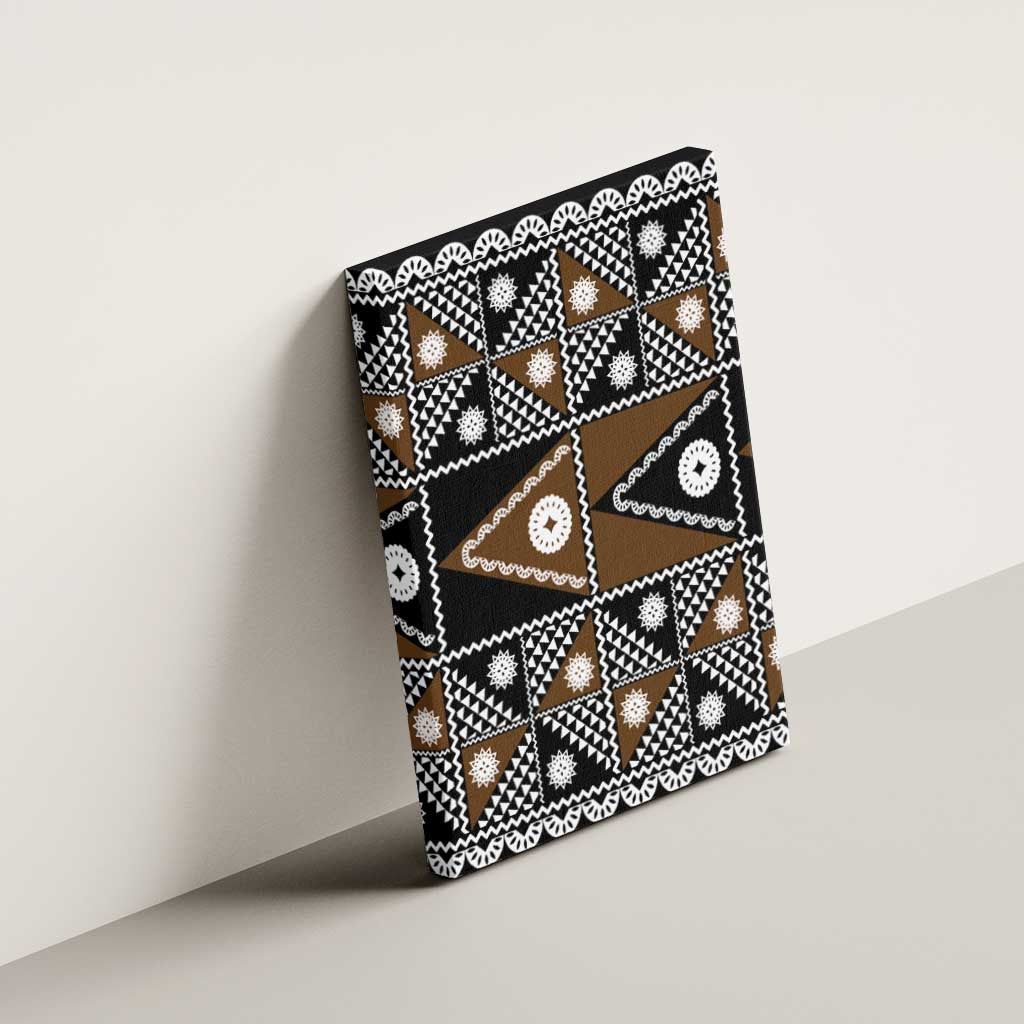 Fiji Brown Masi Pattern Canvas Wall Art Fijian Tapa