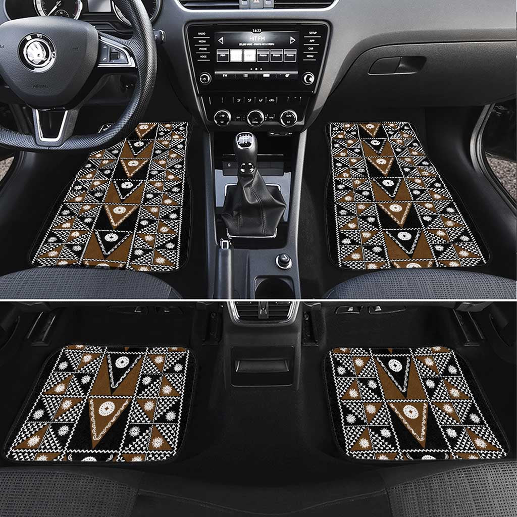 Fiji Brown Masi Pattern Car Mats Fijian Tapa LT01 Set 4pcs Brown - Polynesian Pride