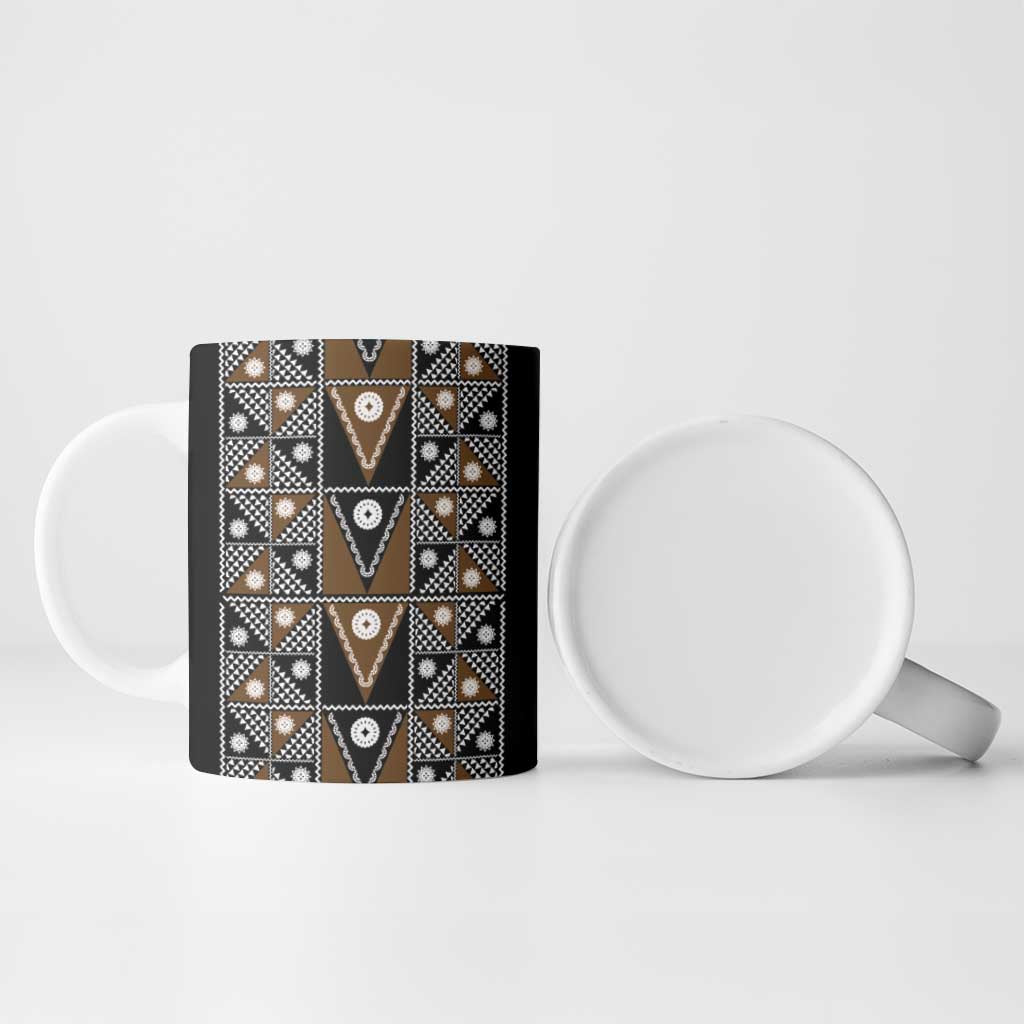 Fiji Brown Masi Pattern Ceramic Mug Fijian Tapa LT01 - Polynesian Pride