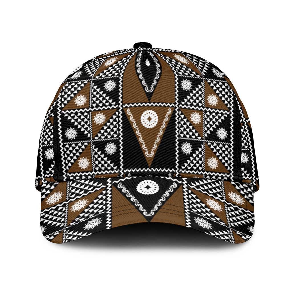 Fiji Brown Masi Pattern Classic Cap Fijian Tapa