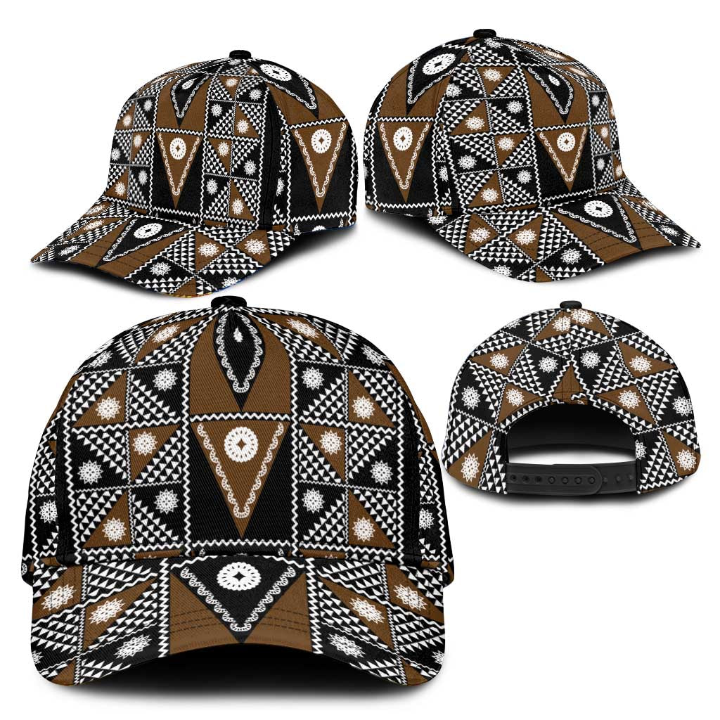 Fiji Brown Masi Pattern Classic Cap Fijian Tapa LT01 - Polynesian Pride