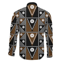 Fiji Brown Masi Pattern Family Matching Long Sleeve Bodycon Dress and Hawaiian Shirt Fijian Tapa LT01 - Polynesian Pride