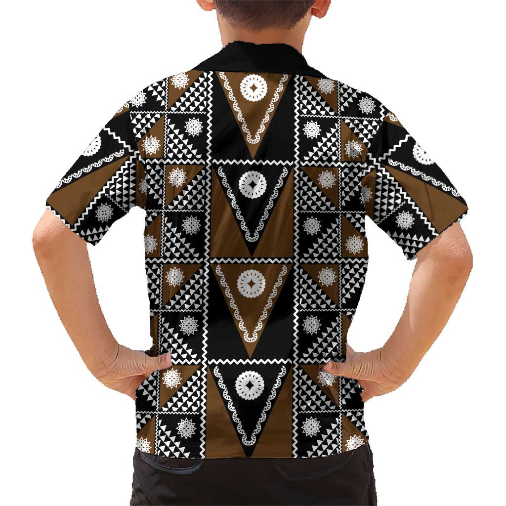 Fiji Brown Masi Pattern Family Matching Mermaid Dress and Hawaiian Shirt Fijian Tapa LT01 - Polynesian Pride