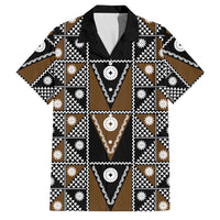 Fiji Brown Masi Pattern Family Matching Off The Shoulder Long Sleeve Dress and Hawaiian Shirt Fijian Tapa LT01 Dad's Shirt - Short Sleeve Brown - Polynesian Pride