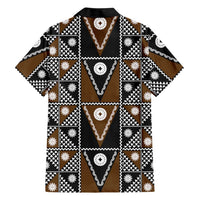Fiji Brown Masi Pattern Family Matching Tank Maxi Dress and Hawaiian Shirt Fijian Tapa LT01 - Polynesian Pride