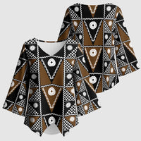 Fiji Brown Masi Pattern Kimono Sleeve Blouse Fijian Tapa LT01 - Polynesian Pride