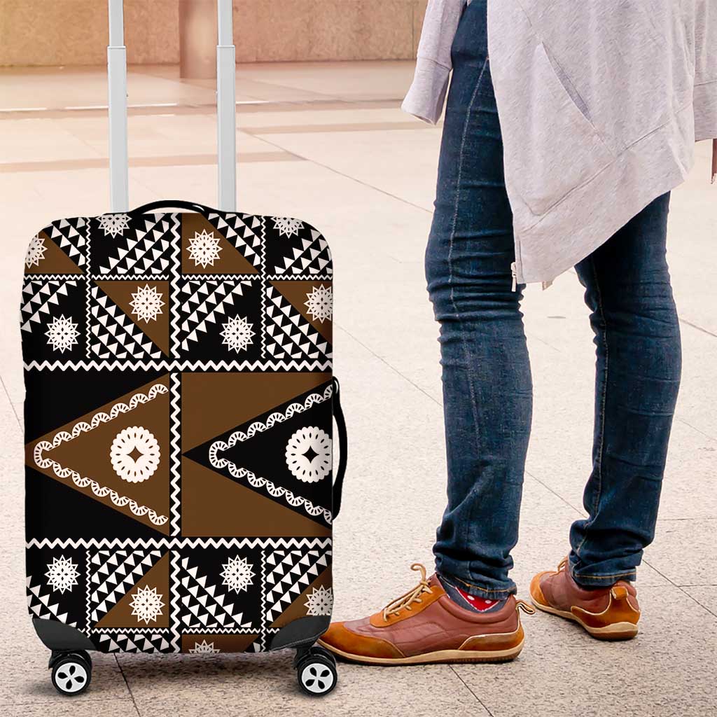 Fiji Brown Masi Pattern Luggage Cover Fijian Tapa