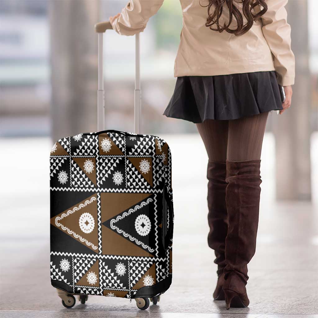 Fiji Brown Masi Pattern Luggage Cover Fijian Tapa