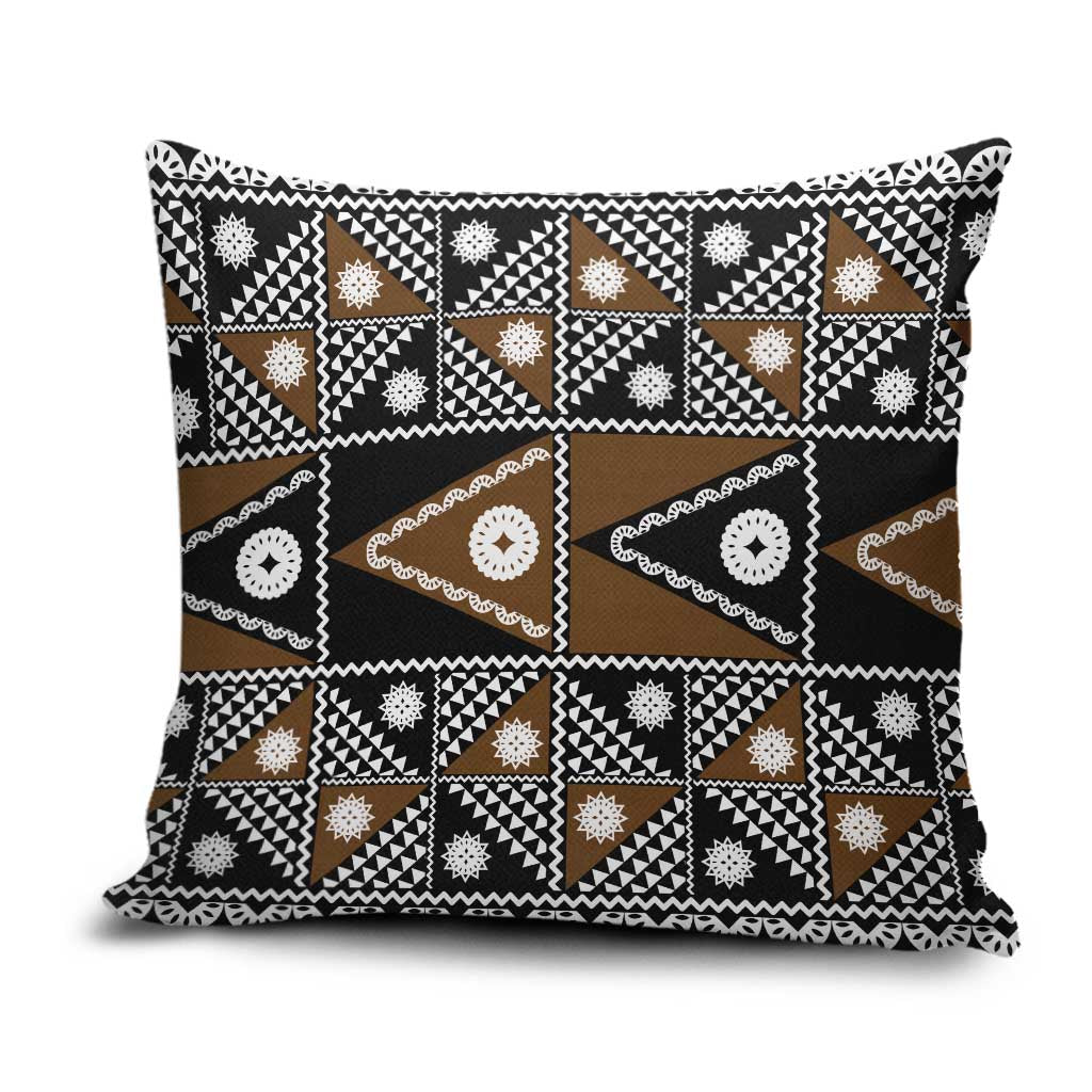 Fiji Brown Masi Pattern Pillow Cover Fijian Tapa
