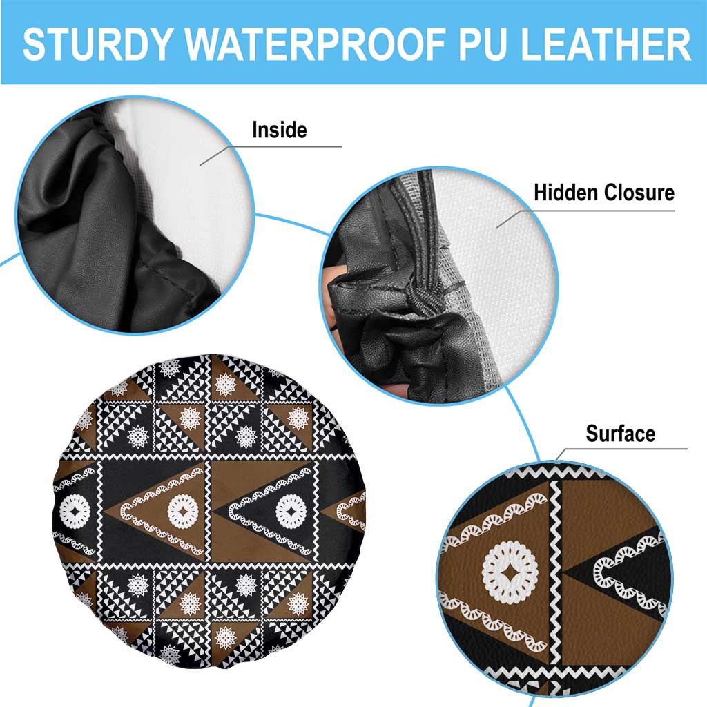 Fiji Brown Masi Pattern Spare Tire Cover Fijian Tapa LT01 - Polynesian Pride