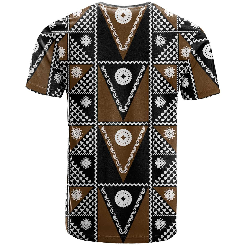 Fiji Brown Masi Pattern T Shirt Fijian Tapa
