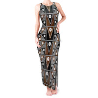 Fiji Brown Masi Pattern Tank Maxi Dress Fijian Tapa