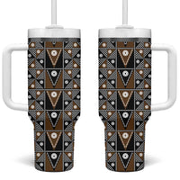 Fiji Brown Masi Pattern Tumbler With Handle Fijian Tapa LT01 One Size: 40 oz Brown - Polynesian Pride