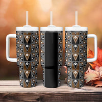 Fiji Brown Masi Pattern Tumbler With Handle Fijian Tapa LT01 - Polynesian Pride